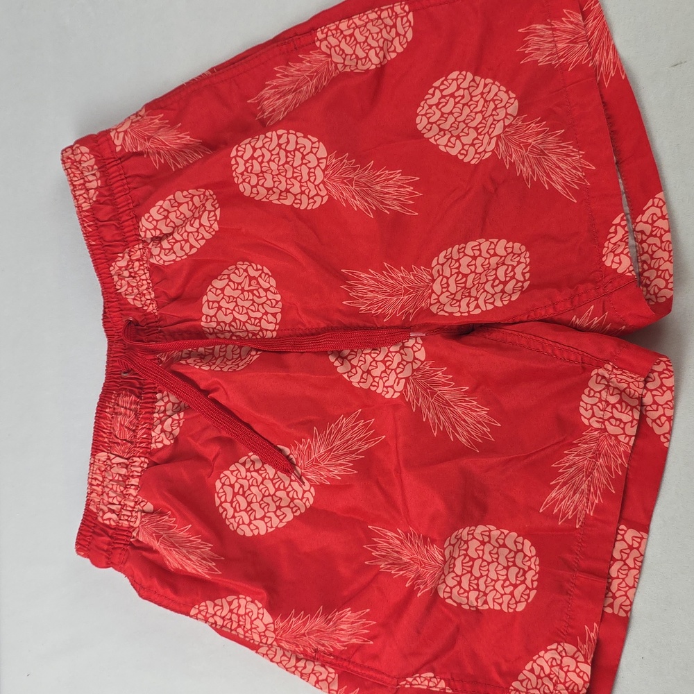 Okanu Surf Red Pineapple Print Lined Swim Shorts Size Med BS56